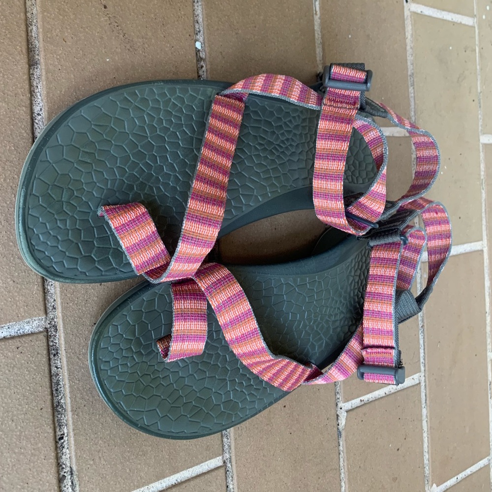 Pink & Orange Striped Chaco Sandals
